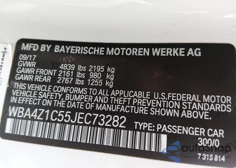 2018 BMW 430I z USA, uszkodzony, nr VIN WBA4Z1C55JEC73282